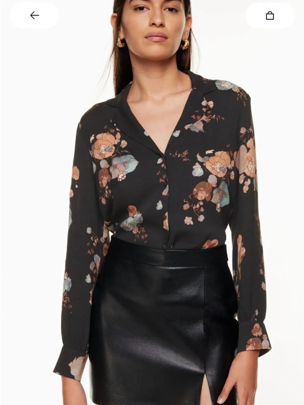 Aritzia Tulum Blouse  Rust Floral - Picture 8 of 9